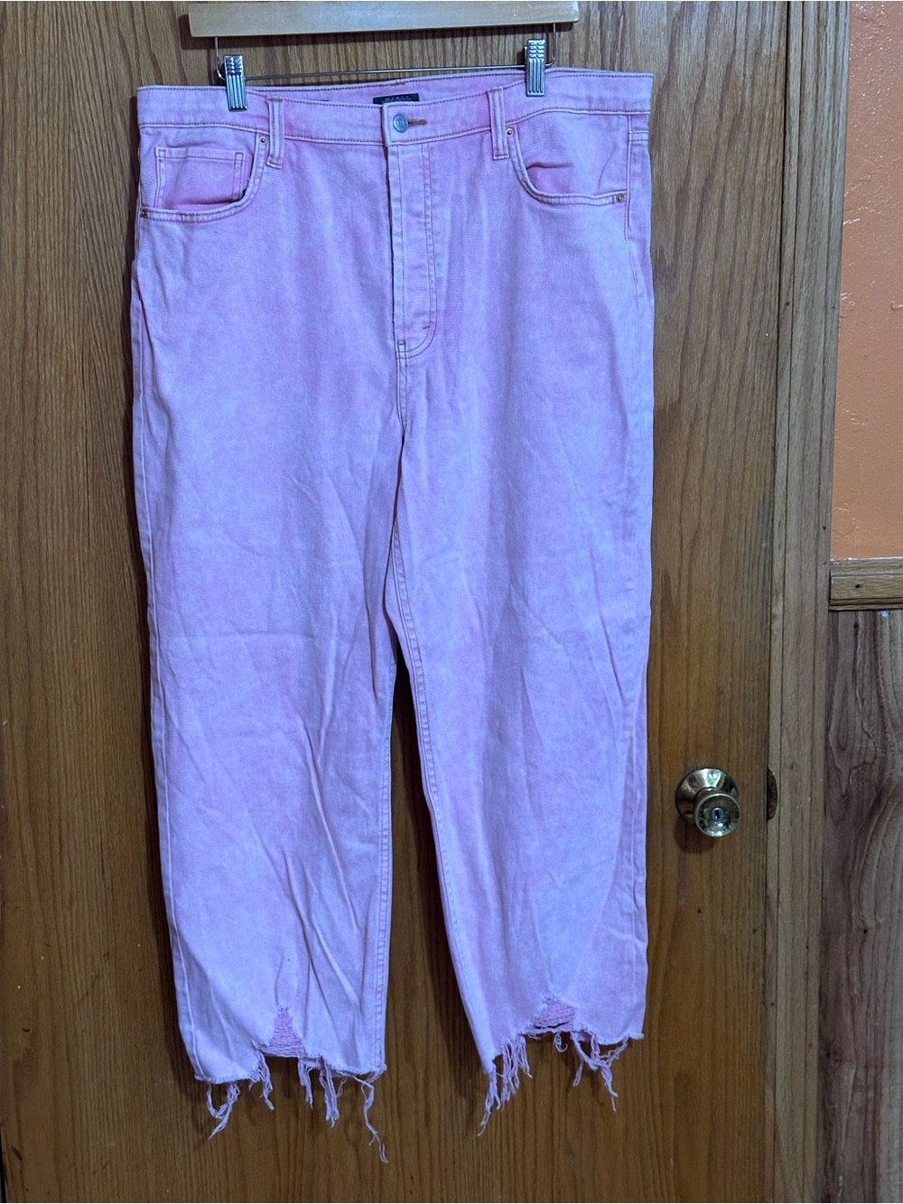 wild fable Pink Denim Sz 18 highest high rise frayed hem baggy pink jeans